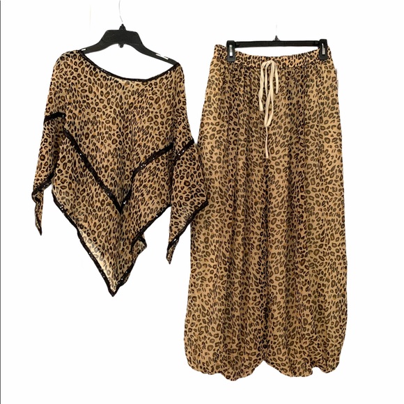 COPY - Vintage Set Top Garem Palazzo Pants Animal Tiger - Picture 1 of 16